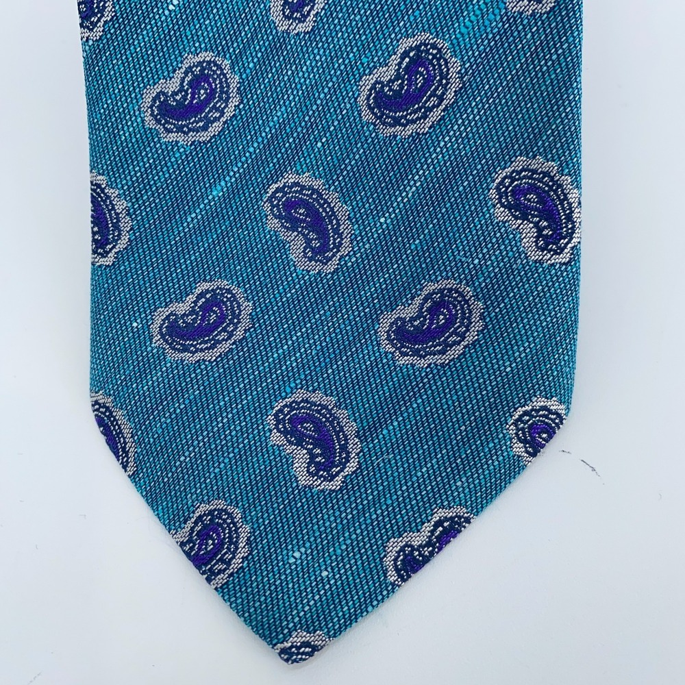 Eton Tie Mens One Size Blue Paisley Silk Classic Luxury Necktie Italy Made NWT - Picture 2 of 6